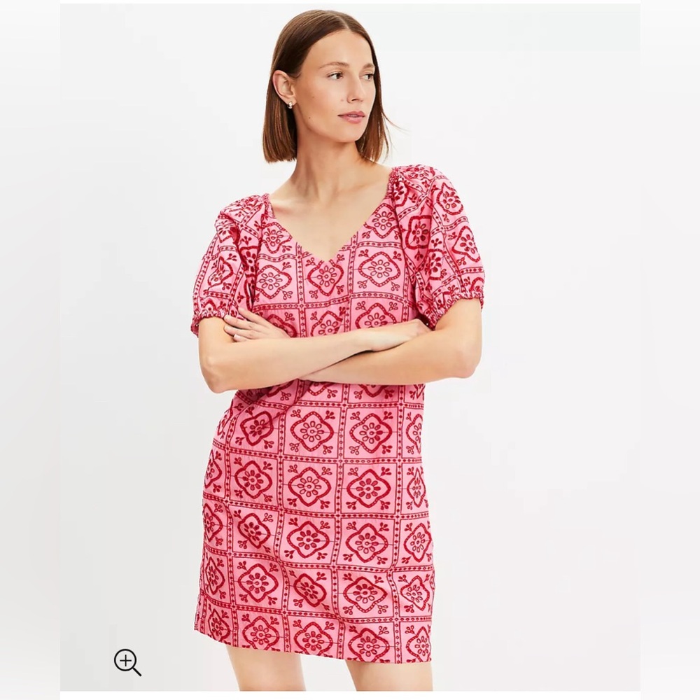 NWT - Loft Tiled Eyelet Mini Shift‎ Dress- sz M